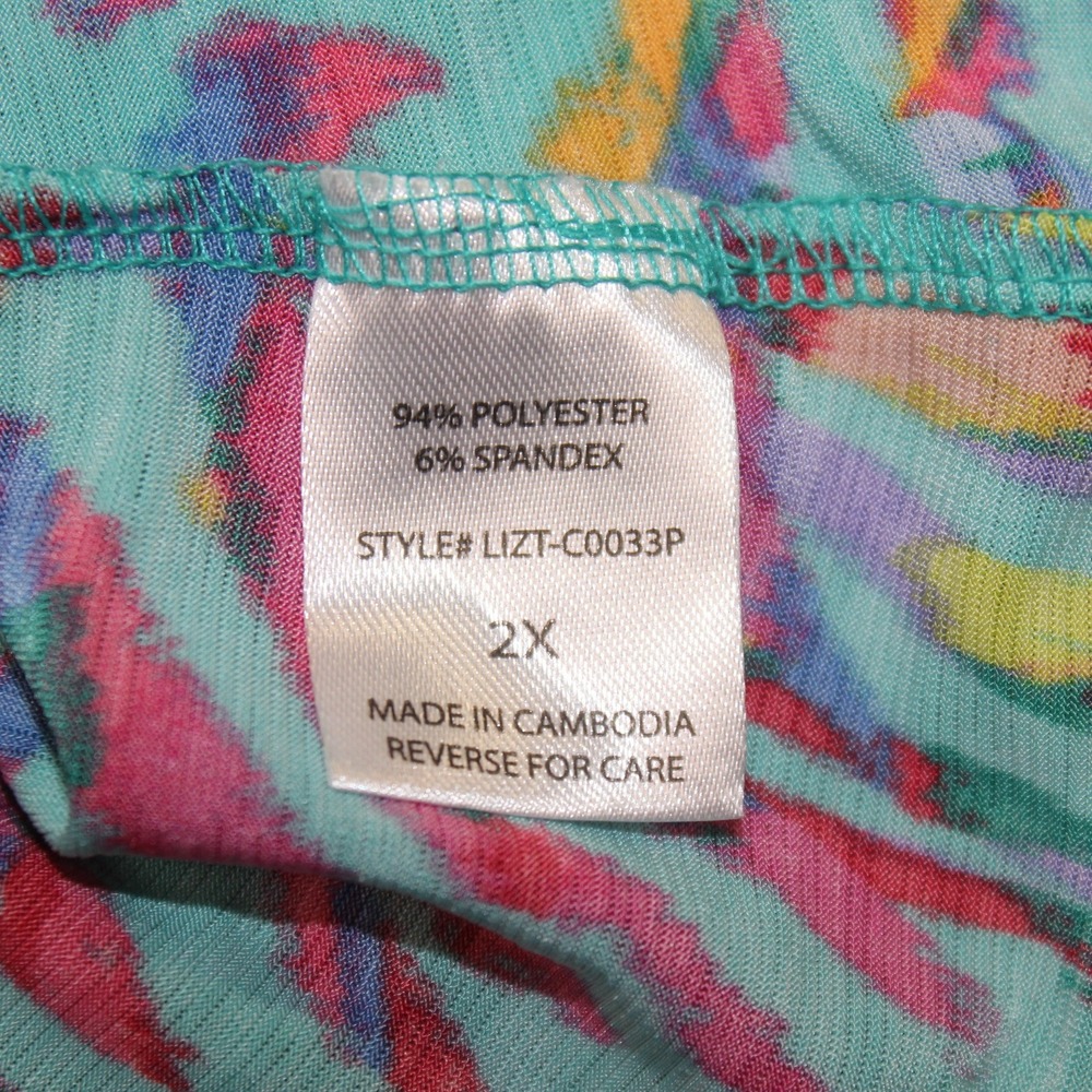 Dear Scarlett Womens 2X Sleeveless V-Neck Top Multi-Color Abstract Zebra Print - Picture 5 of 6